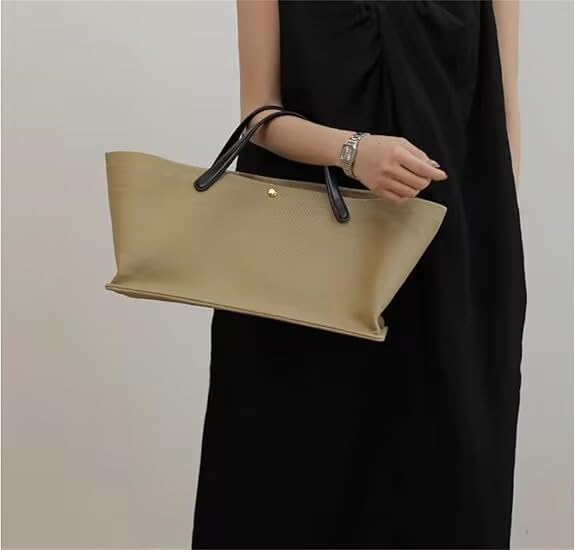 Big Bags Women's Splicing Leather Handle Canvas Handbag Fashion Young Casual Tote Bag