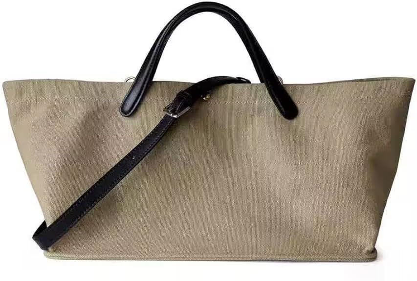 Big Bags Women's Splicing Leather Handle Canvas Handbag Fashion Young Casual Tote Bag