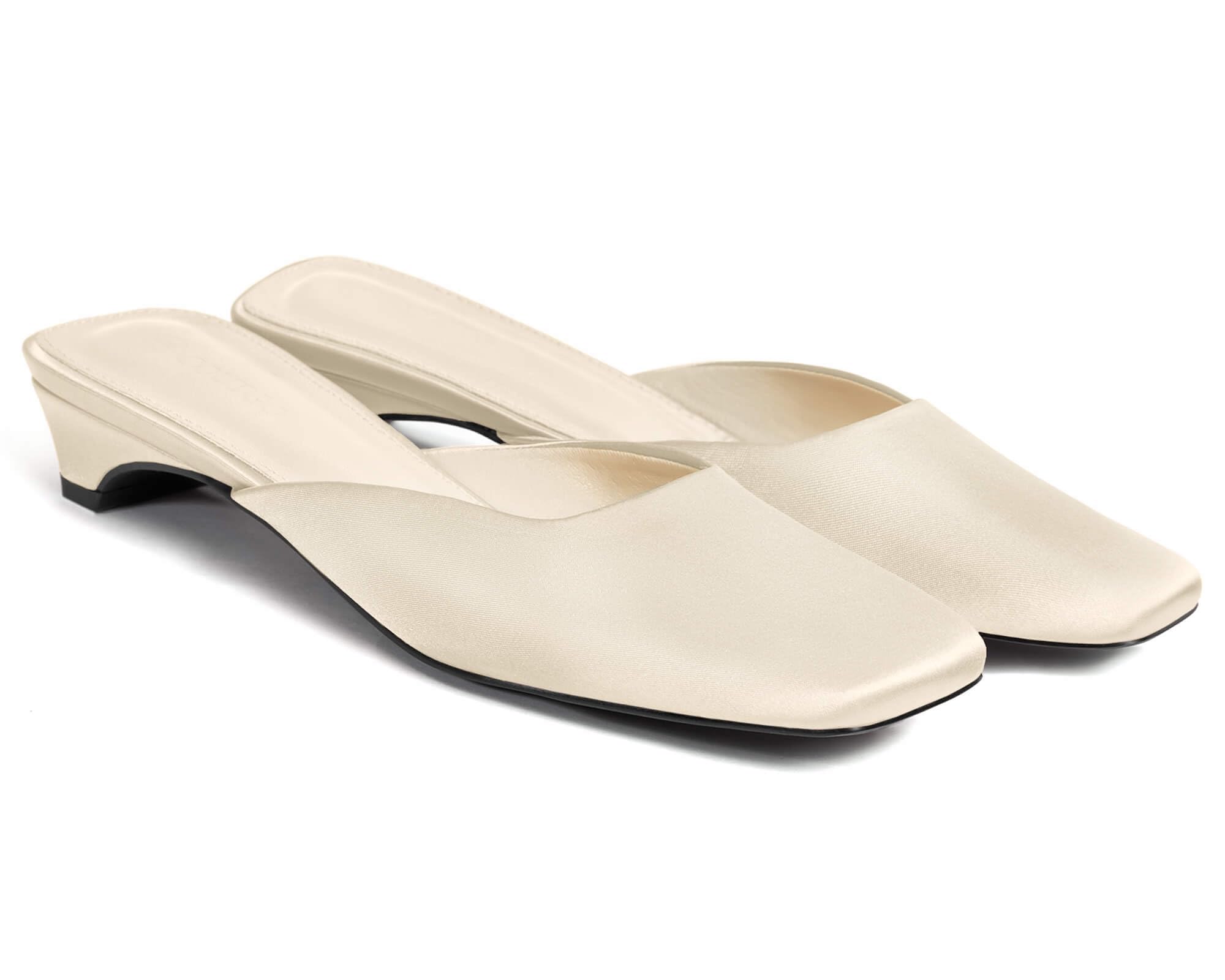 Coutgo Women's Low Kitten Heel Mules Slip On Dress Shoes - Large Size Fit, Elegant Square Toe Styles for Casual Occasion