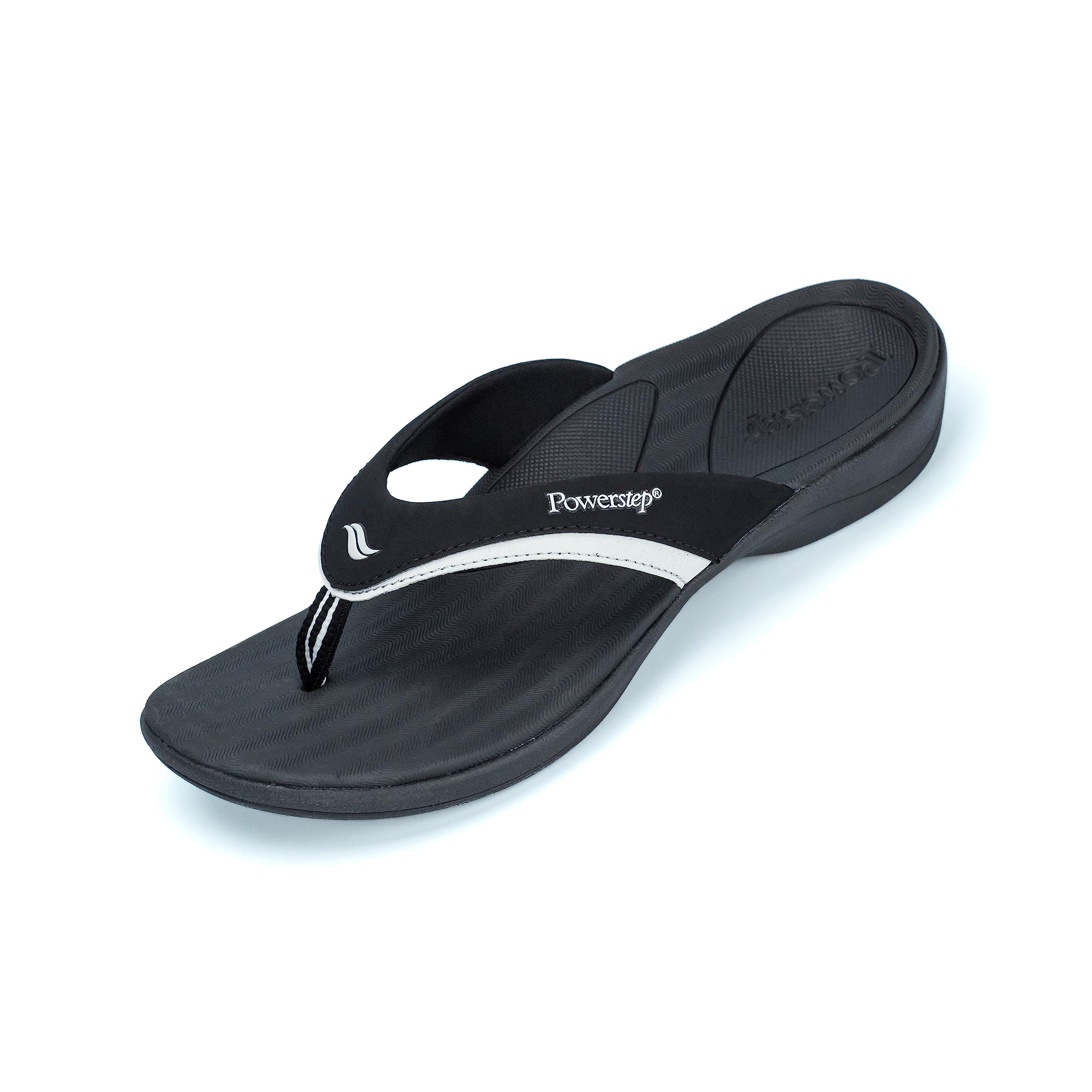 PowerStep ArchWear Arch Supporting Thong Sandal for Women Casual Wear Black Size 6